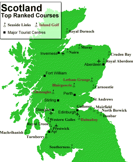Map of Scotland Golf Courses. Home | Scotland | Ireland | England | Spain 